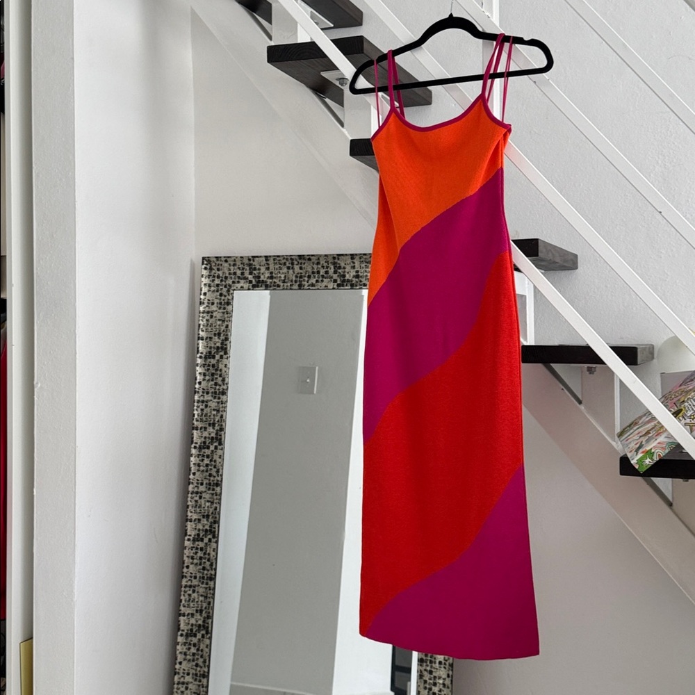 Mango Orange and Pink Colorblock Dress